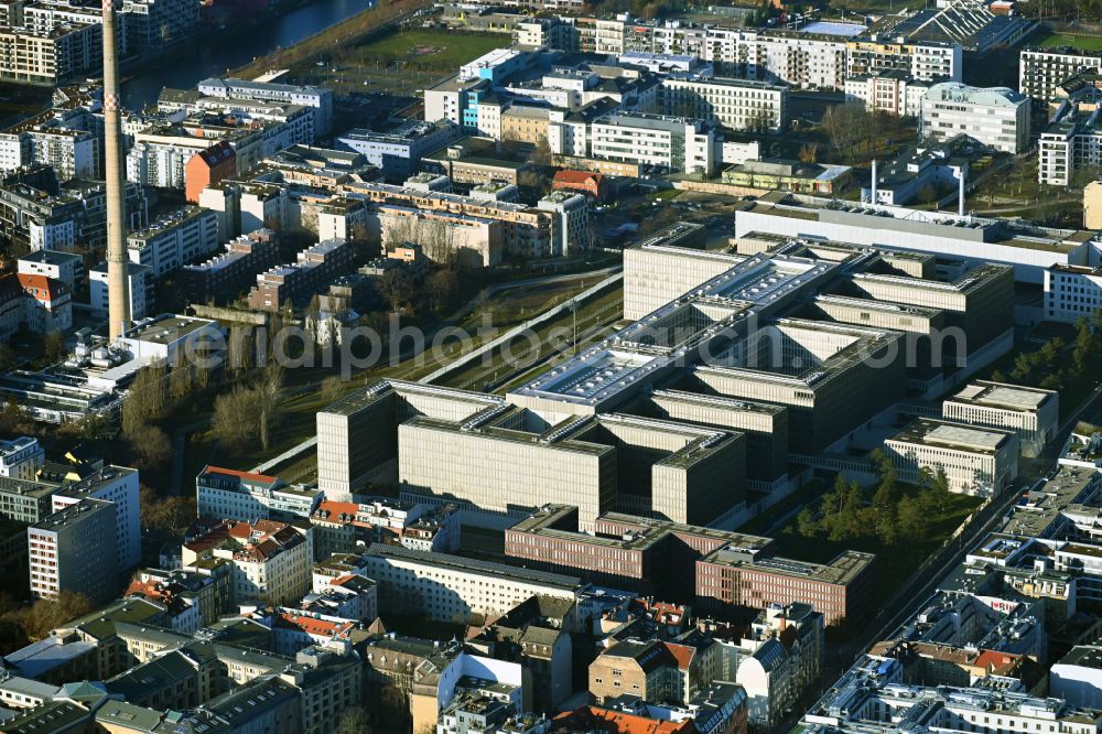 Aerial image Berlin - Construction of BND headquarters on Chausseestrasse in the Mitte district of the capital Berlin