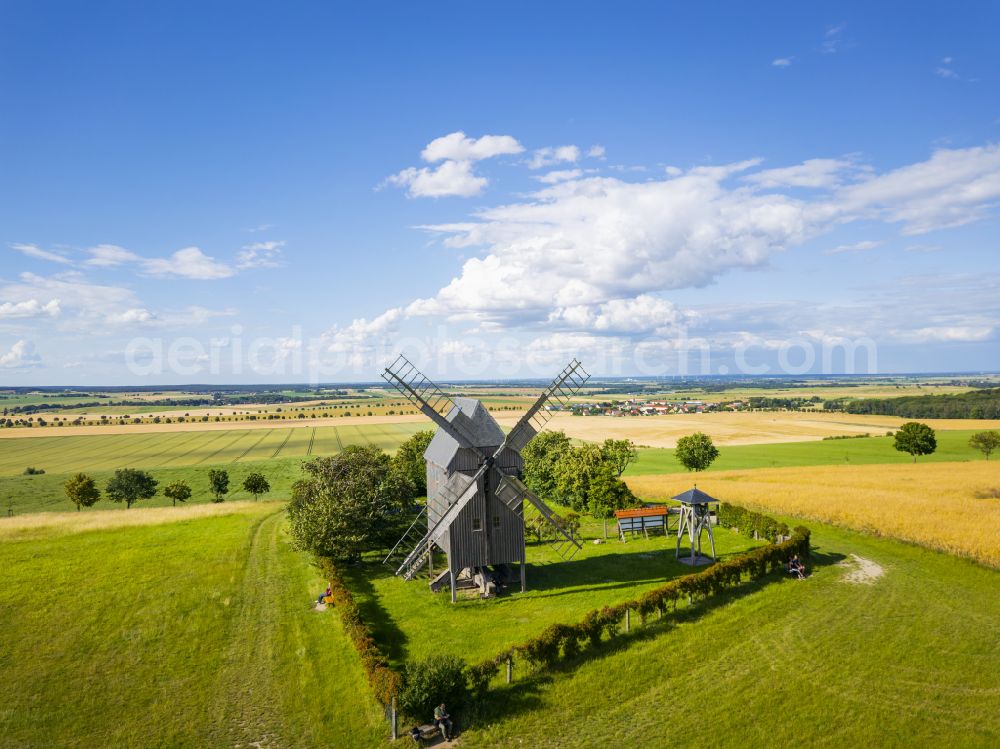 Aerial photograph Liebschützberg - Post mill in Liebschuetzberg in the state of Saxony, Germany