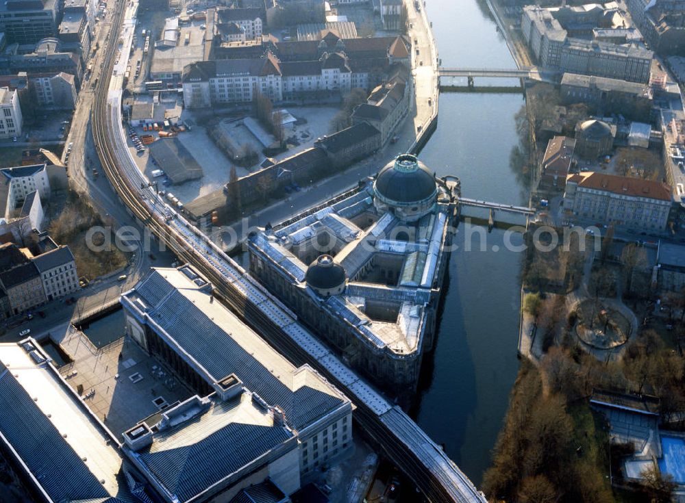 Aerial image Berlin Mitte - Das Bode-Museum, 1904 als Kaiser-Friedrich-Museum eröffnet, gehört zum Ensemble der Museumsinsel in der Spree in Berlin und damit zum Weltkulturerbe der UNESCO. Bode Museum is one of the group of museums on the Museum Island Berlin, a UNESCO World Cultural Heritage.