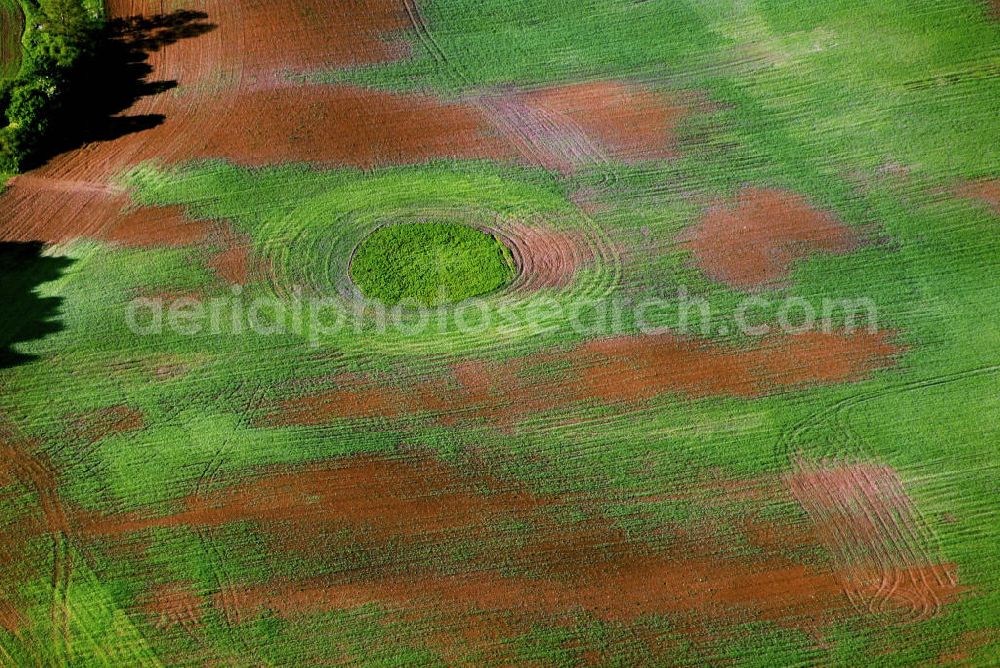 Buchenhain from above - Abgebildet ist die Bodenerosion bei Buchenhain in der Uckermark. Bodenerosion ist ein immer stärker werdendes Problem, wobei sich das Bodenmaterial an der Oberfläche verlagert, bzw. abgetragen wird. Dies geschieht durch Wasser oder Wind.