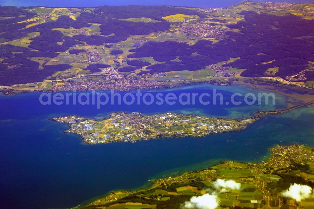 Aerial photograph Reichenau - Lake Constance with the Reichenau Island Close to Konstanz in the state Baden-Wurttemberg, Germany