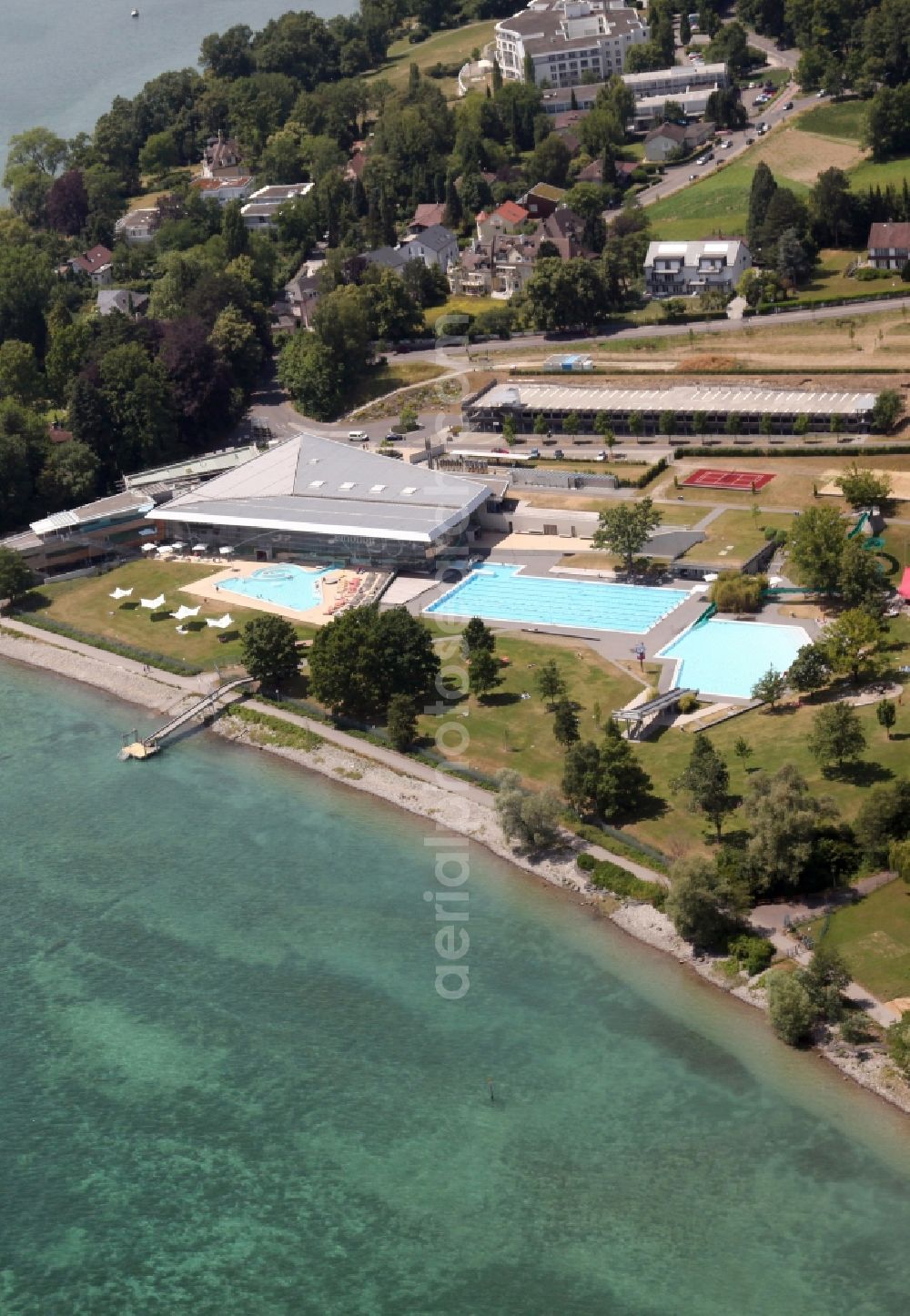 Konstanz from the bird's eye view: Bodensee Therme on the shores of Lake Constance in Baden-Wuerttemberg