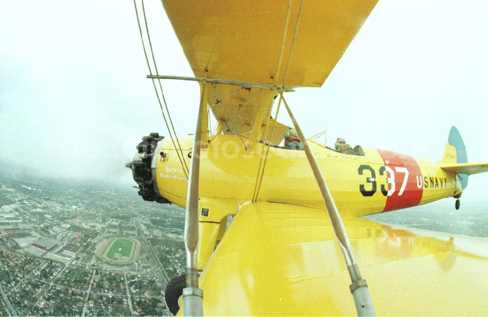 Aerial image Berlin - Boeing - Stearman Flug über Berlin anläßlich der Take Off 92 auf dem Flughafen Berlin - Schönefeld.