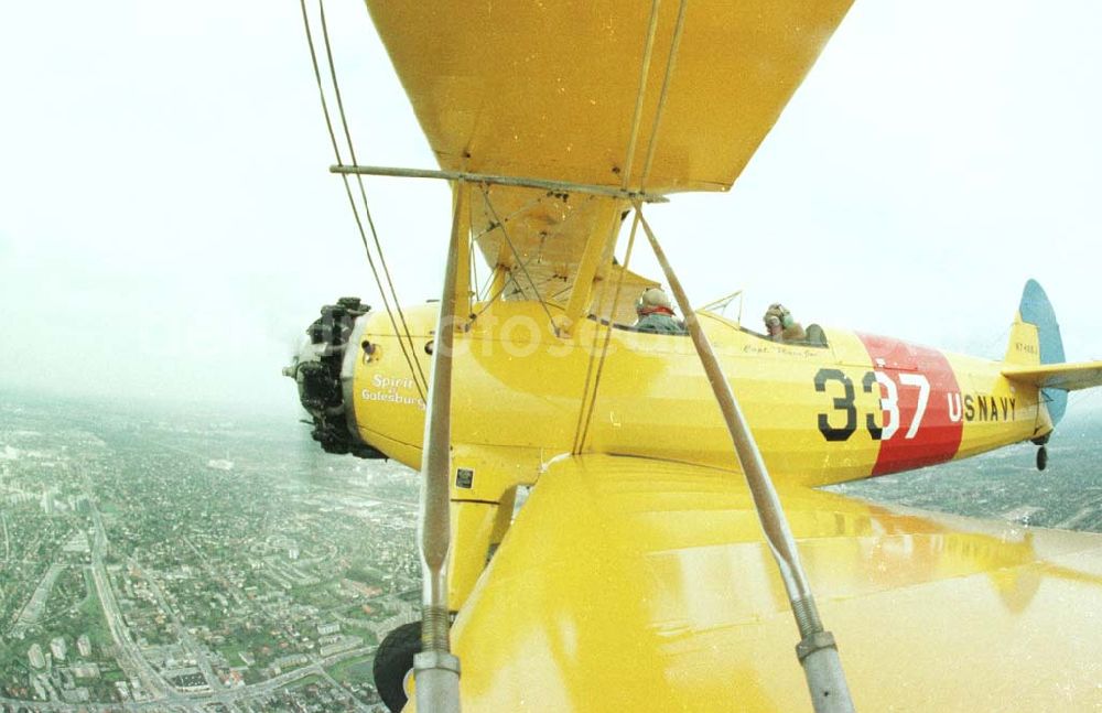 Aerial image Berlin - Boeing - Stearman Flug über Berlin anläßlich der Take Off 92 auf dem Flughafen Berlin - Schönefeld.