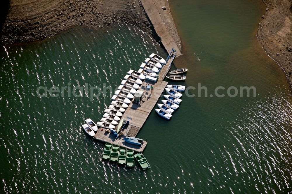 Olpe from above - View of a landing stage on the Biggesee near Olpe in the state of North Rhine-Westphalia