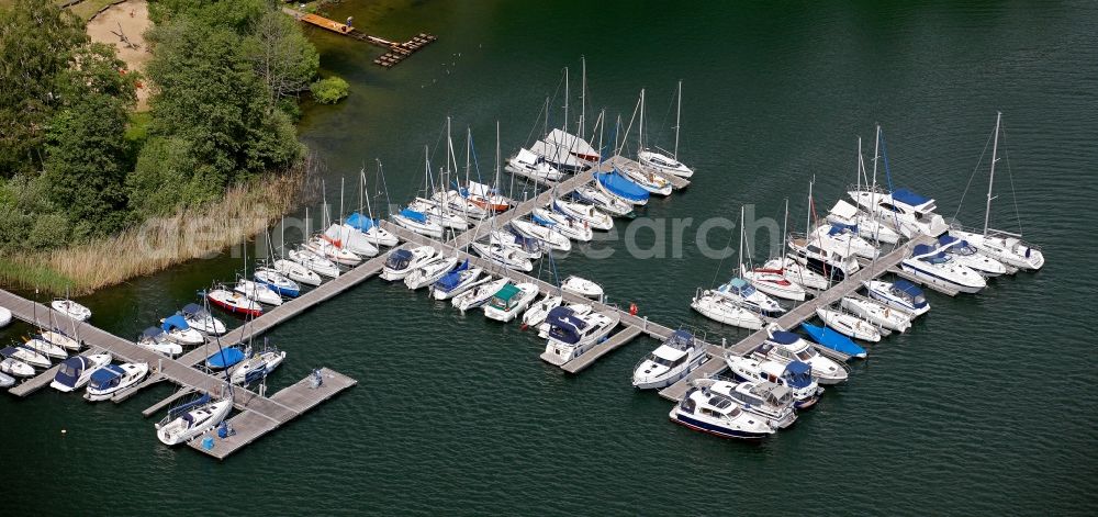 Aerial image Röbel/Müritz - View of landing stages in Roebel / Mueritz in the state Mecklenburg-West Pomerania