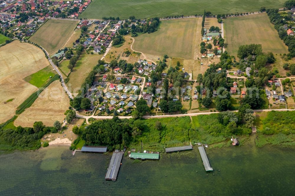 Plau am See from above - Boat House ranks with the recreational marine jetties and boat mooring area on the banks on Plauer See in Plau am See in the state Mecklenburg - Western Pomerania