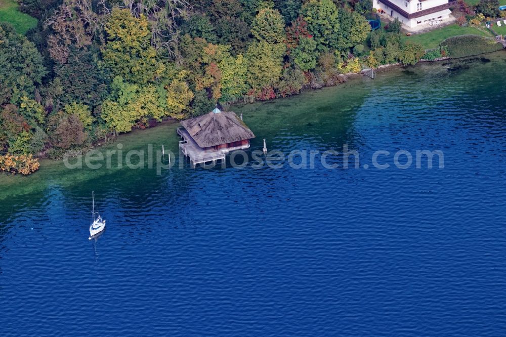 Aerial image Feldafing - Boathouse on the shores of Lake Starnberg near Tutzing in the state of Bavaria