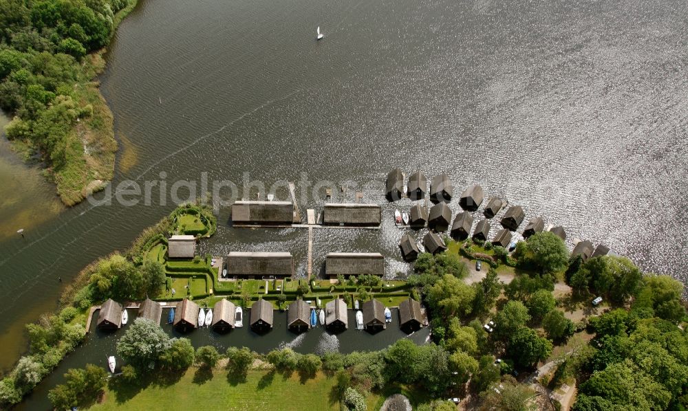 Aerial photograph Röbel/Müritz - View of boathouses in Roebel / Mueritz in the state Mecklenburg-West Pomerania