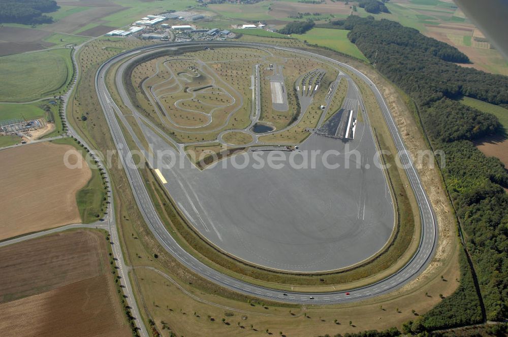 Aerial image BOXBERG - Die Robert Bosch GmbH betreibt im Boxberger Ortsteil Windischbuch eine 94 ha große Teststrecke im Gewerbegebiet Seehof. Boxberg ist eine badische Stadt im Main-Tauber-Kreis im Nordosten des Landes Baden-Württemberg. Robert Bosch GmbH Prüfzentrum Boxberg, Robert Bosch Strasse 25 ,97944 Boxberg-Windischbuch Tel.: (07930) 600-210