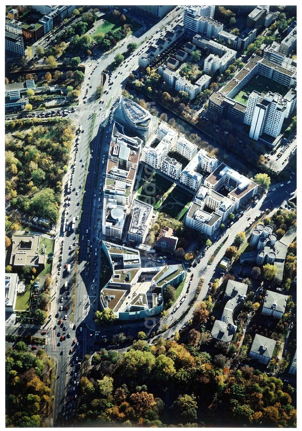 Berlin - Tiergarten from the bird's eye view: Botschaften der Nordischen Länder am Tiergartendreieck in Berlin - Tiergarten.