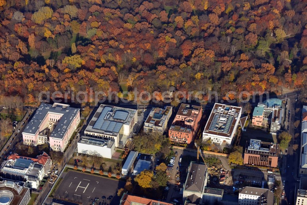 Aerial image Berlin OT Tiergarten - View of the embassy area in Berlin in Mitte in the district Tiergarten