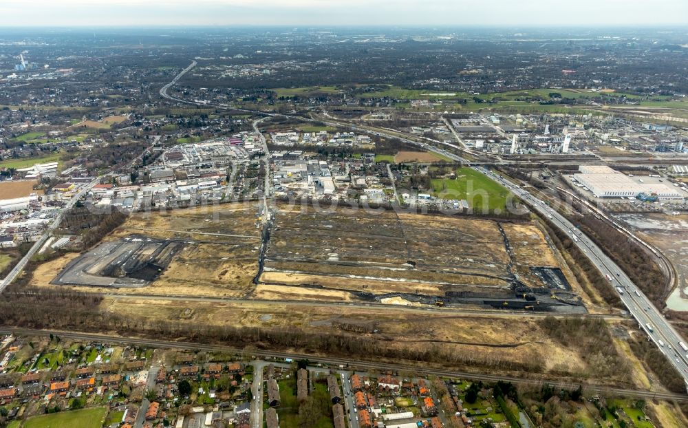 Aerial image Oberhausen - Area and construction grounds on site of the former area of Ruhrkohle AG on Waldteichstrasse in the Sterkrade part of Oberhausen in the state of North Rhine-Westphalia. A new logistics area is being planned here