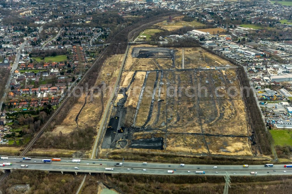 Aerial photograph Oberhausen - Area and construction grounds on site of the former area of Ruhrkohle AG on Waldteichstrasse in the Sterkrade part of Oberhausen in the state of North Rhine-Westphalia. A new logistics area is being planned here