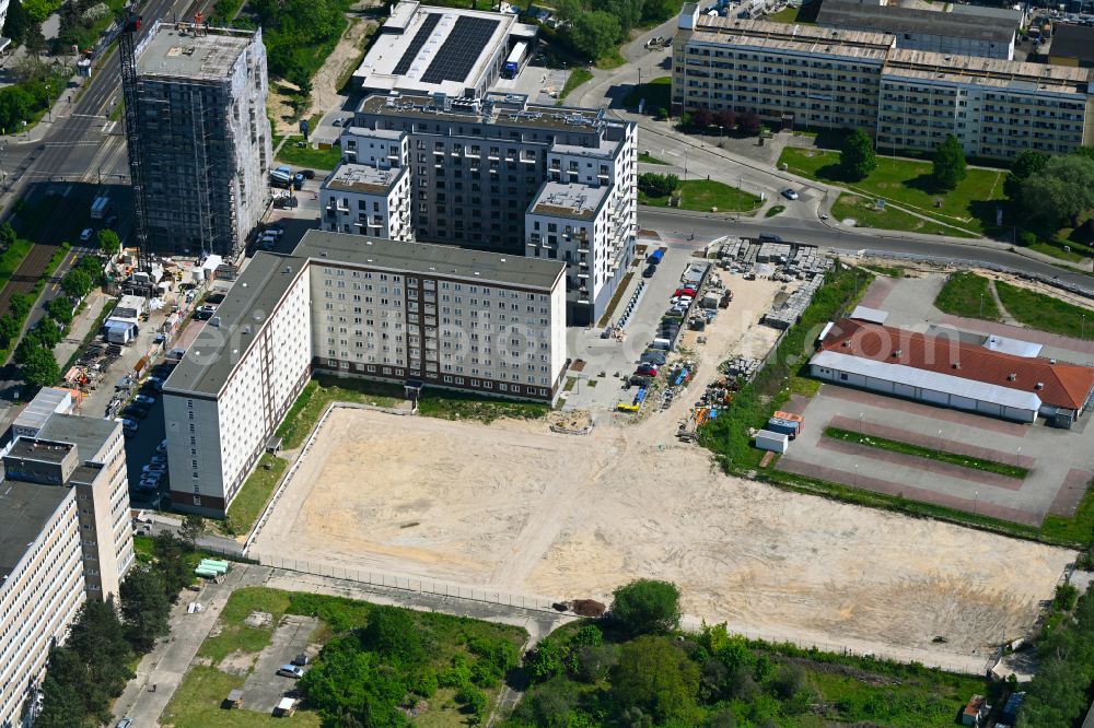Berlin from above - Fallow land and building land after demolition of a former prefabricated high-rise housing estate on street Marzahner Chaussee - Merler Weg in the district Marzahn in Berlin, Germany
