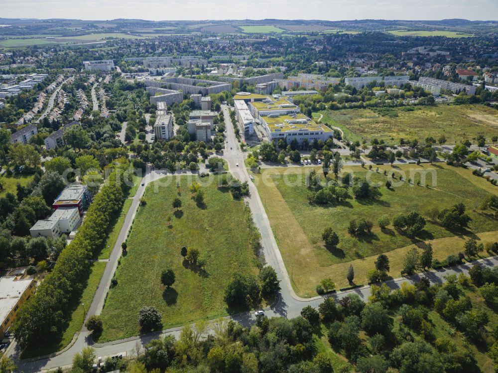 Aerial photograph Dresden - Grassland structures of a fallow land - field and meadow landscape on Wilhelm-Rudolph-Strasse in the district of Strehlen in Dresden in the state of Saxony, Germany