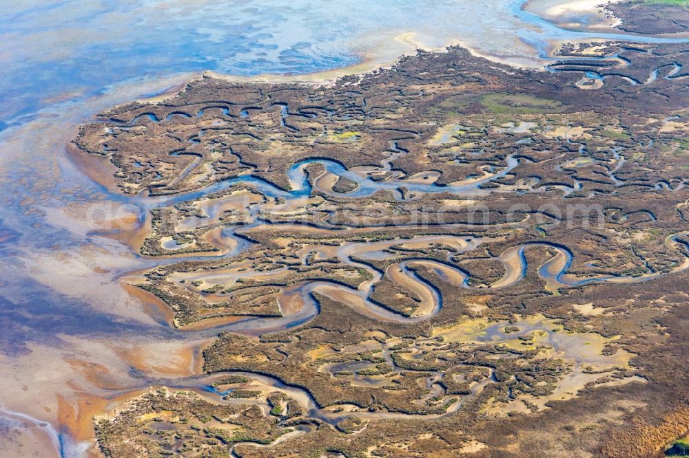 Aerial image Lignano Sabbiadoro - Marsh land on the Isola Marinetta in the Lido of Grado near Lignano Sabbiadoro in Friuli-Venezia Giulia, Italy