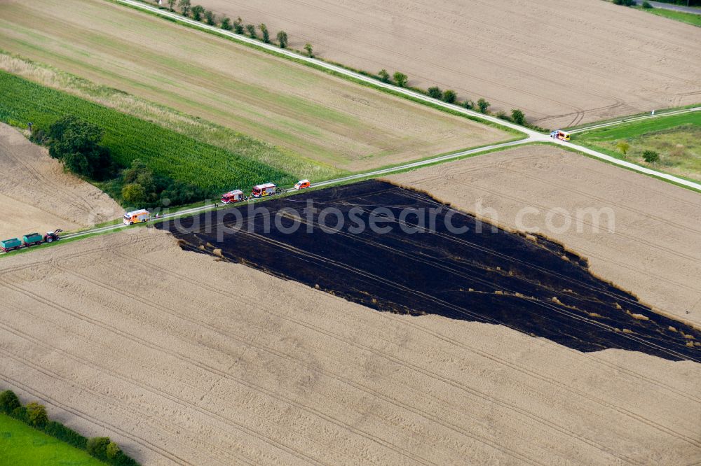 Aerial image Göttingen - Fire in a cornfield in Goettingen in the state Lower Saxony, Germany