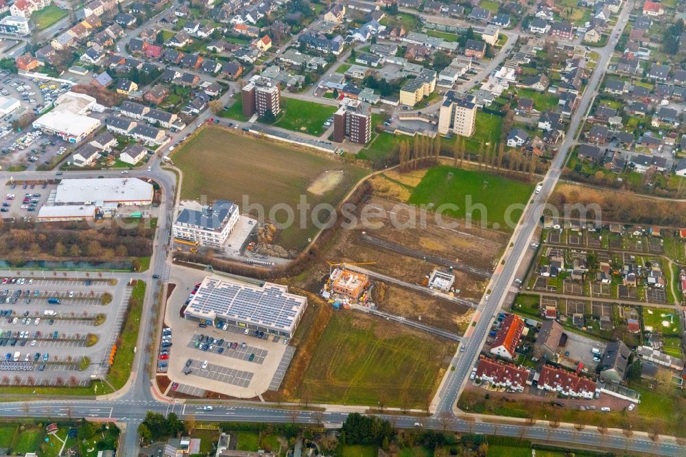 Aerial image Bergkamen - Fire- Ruins One family house in a residential area Buescherstrasse - Landwehrstrasse in Bergkamen in the state North Rhine-Westphalia, Germany