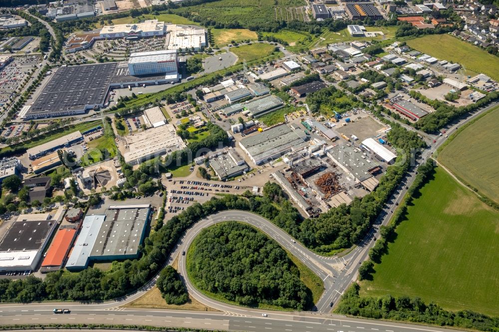 Aerial photograph Witten - Fire Ruin the buildings and halls of the HP Pelzer Automotive GmbH on Brauckstrasse in the district Ruedinghausen in Witten in the state North Rhine-Westphalia