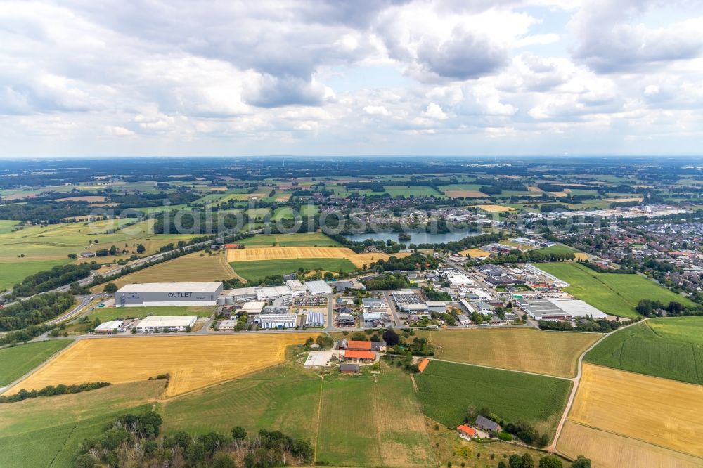 Hamminkeln from above - Fire- Ruins of Sauna- Clubs on Kesseldorfer Rott in Hamminkeln in the state North Rhine-Westphalia, Germany