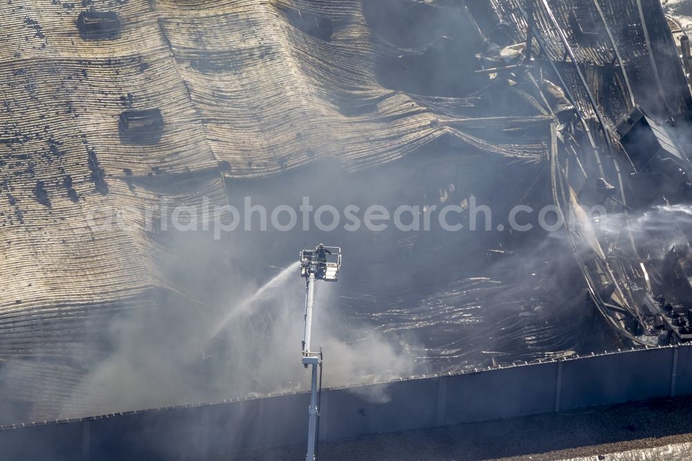 Sprockhövel from above - Fire in the premises of WKW Automotive in the industrial area Stefansbecke in Sprockhövel in the state of North Rhine-Westphalia