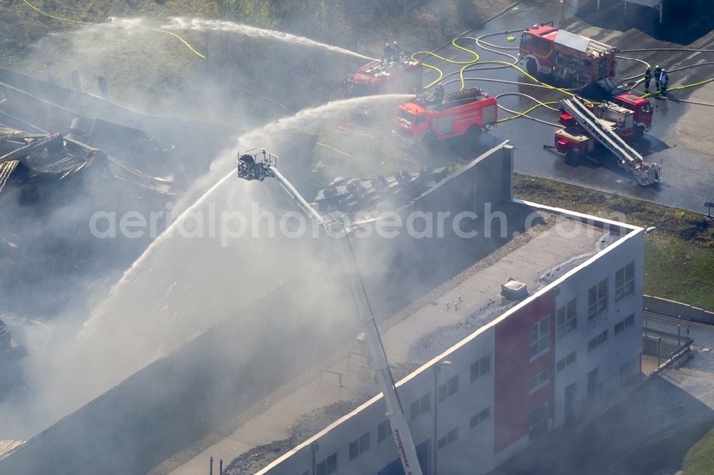 Aerial photograph Sprockhövel - Fire in the premises of WKW Automotive in the industrial area Stefansbecke in Sprockhövel in the state of North Rhine-Westphalia