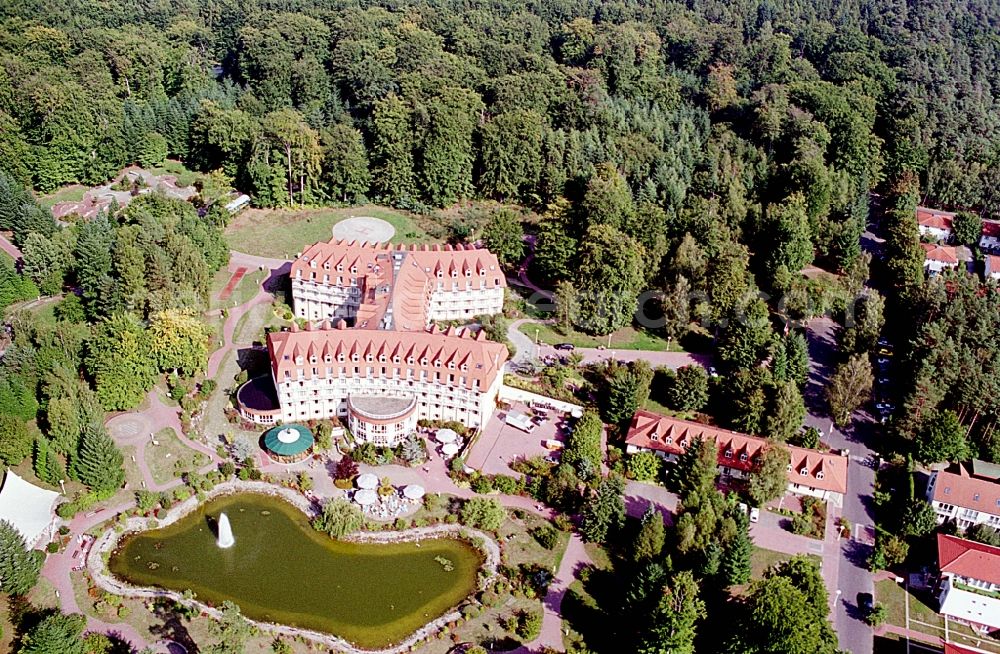 Aerial photograph Wandlitz - Hospital grounds of the Clinic Brandenburgklinik Berlin-Brandenburg on Brandenburgallee in the district Waldsiedlung in Bernau in the state Brandenburg, Germany