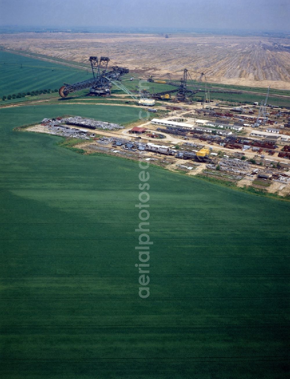 Aerial image Rackwitz - Mining area - terrain and overburden surfaces of coal - opencast mining Delitsch-Suedwest in Rackwitz in the state Saxony, Germany