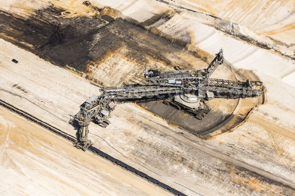 Aerial image Elsdorf - Mining area - terrain and overburden surfaces of coal - opencast mining in Elsdorf in the state North Rhine-Westphalia, Germany