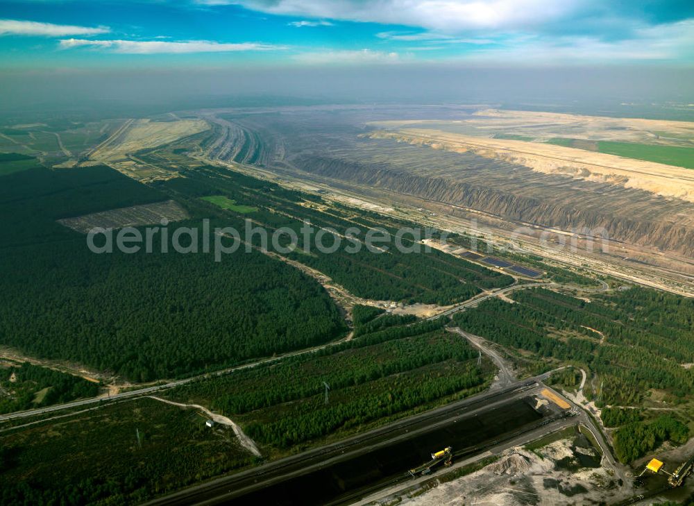 Aerial image Klettwitz - Blick auf den Braunkohle- Tagebau Klettwitz in Brandenburg. The the brown coal - open-cast mining Klettwitz in Brandenburg.