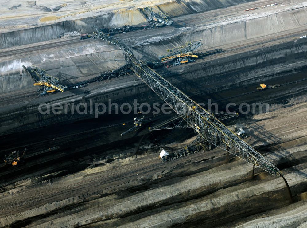 Klettwitz from the bird's eye view: Blick auf den Braunkohle- Tagebau Klettwitz in Brandenburg. The the brown coal - open-cast mining Klettwitz in Brandenburg.