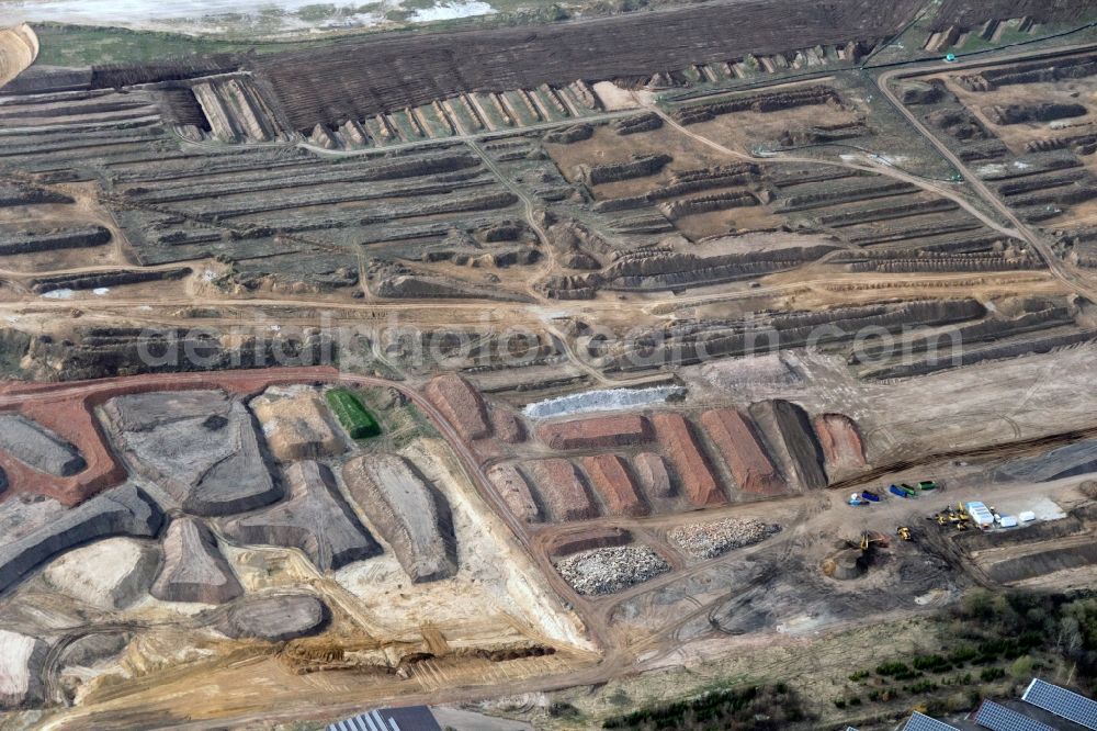 Aerial photograph Elsteraue - Site and tailings area of the lignite mining Profen near Elsteraue in the state Saxony-Anhalt