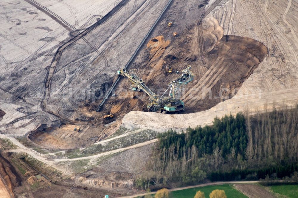 Elsteraue from the bird's eye view: Site and tailings area of the lignite mining Profen near Elsteraue in the state Saxony-Anhalt