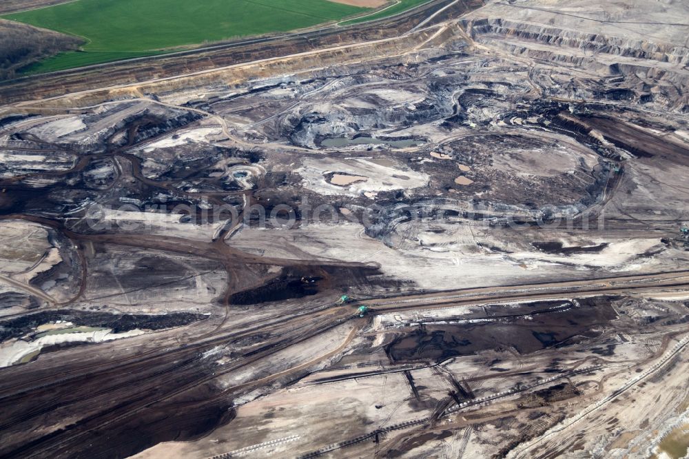 Aerial image Elsteraue - Site and tailings area of the lignite mining Profen near Elsteraue in the state Saxony-Anhalt