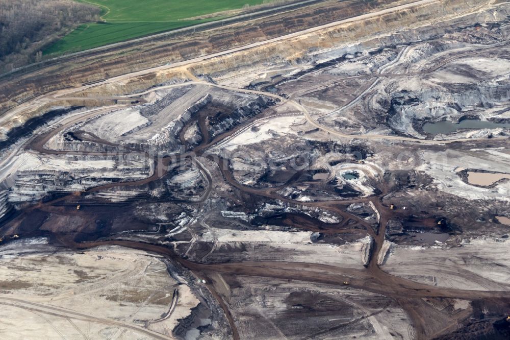 Aerial photograph Elsteraue - Site and tailings area of the lignite mining Profen near Elsteraue in the state Saxony-Anhalt