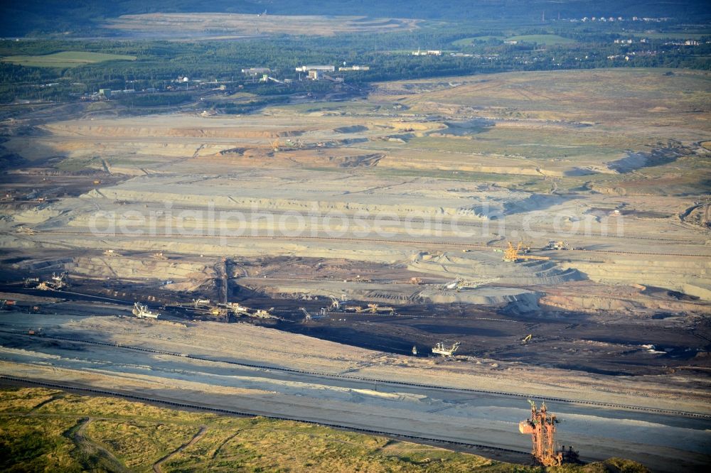 Svatava from above - Mining area - terrain and overburden surfaces of coal - opencast mining in Svatava in Czech Republic