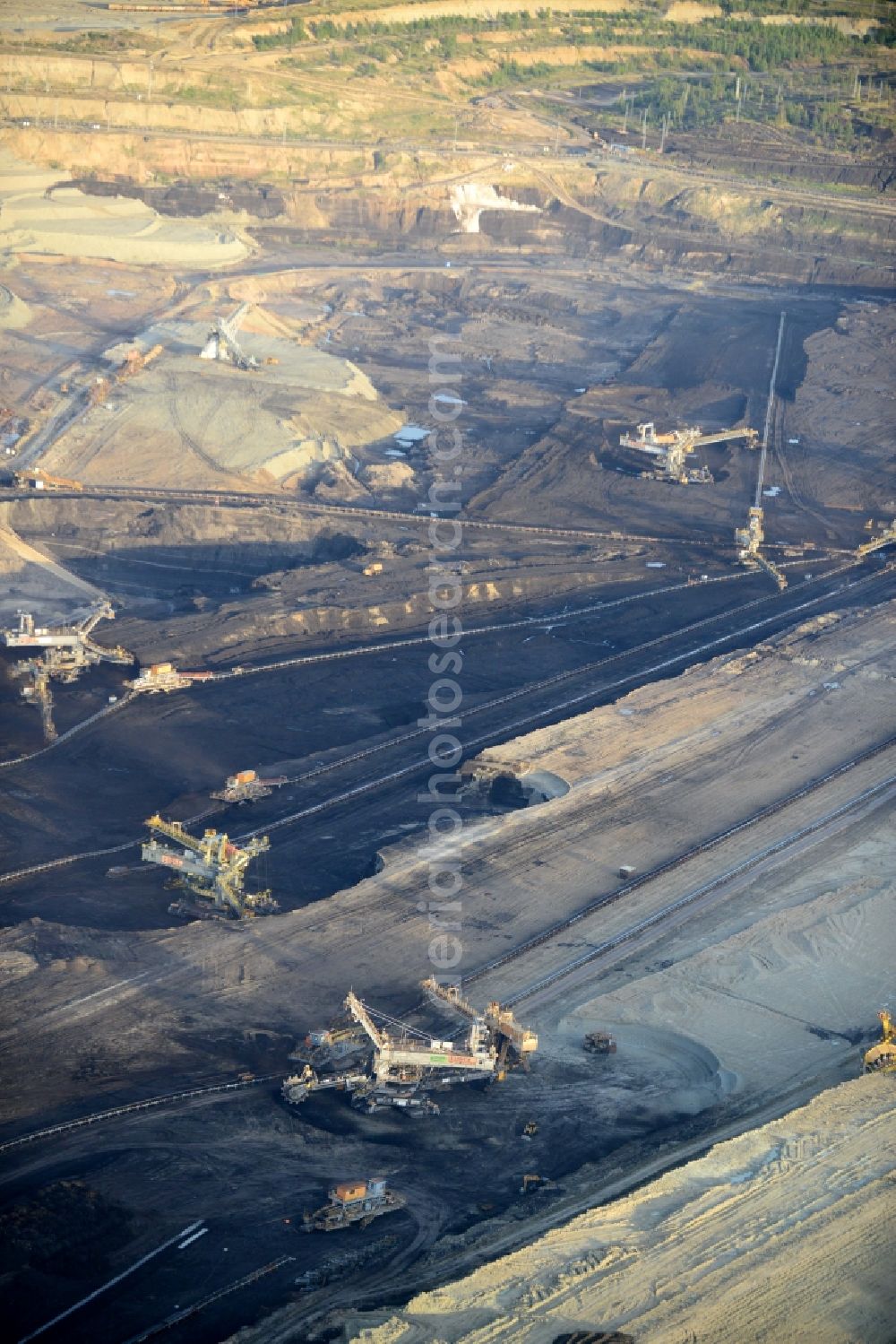 Svatava from above - Mining area - terrain and overburden surfaces of coal - opencast mining in Svatava in Czech Republic