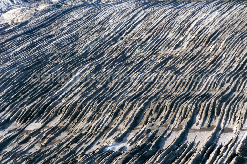 Spremberg from above - Mining area - terrain and overburden surfaces of coal - opencast mining Spremberg in Spremberg in the state Brandenburg