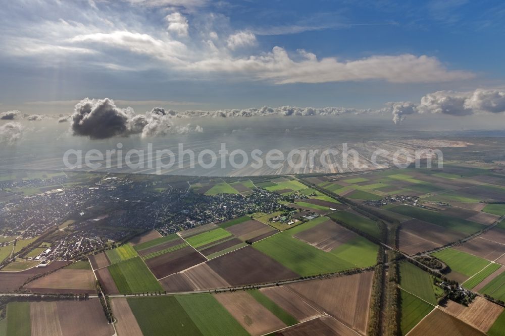 Aerial image Hambach - The lignite mine Hambach of RWE Power AG. The mine has over 3,000 hectares and is the largest in Germany