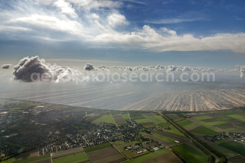 Hambach from above - The lignite mine Hambach of RWE Power AG. The mine has over 3,000 hectares and is the largest in Germany