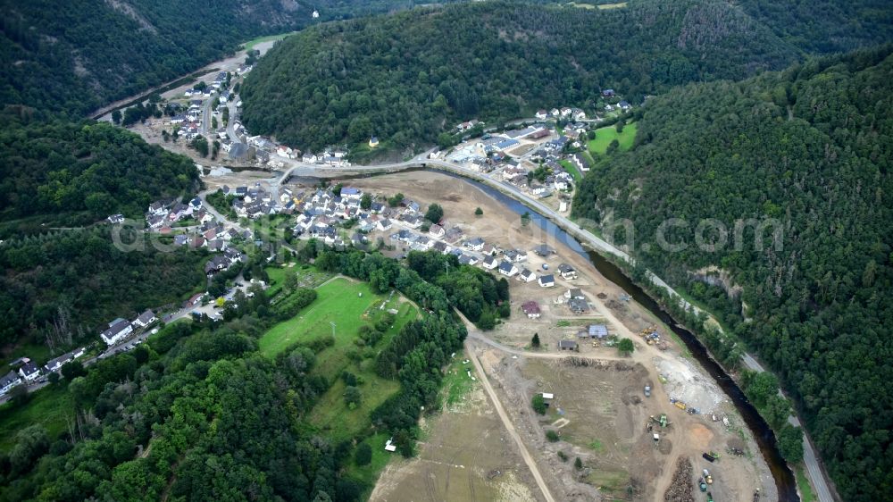 Ahrbrück from above - Brueck (Ahr) after the flood disaster in the Ahr valley this year in the state Rhineland-Palatinate, Germany