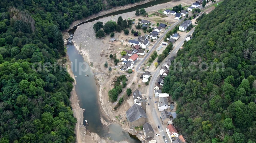 Ahrbrück from the bird's eye view: Brueck (Ahr) after the flood disaster in the Ahr valley this year in the state Rhineland-Palatinate, Germany