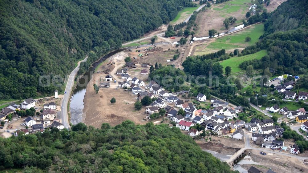 Aerial image Ahrbrück - Brueck (Ahr) after the flood disaster in the Ahr valley this year in the state Rhineland-Palatinate, Germany