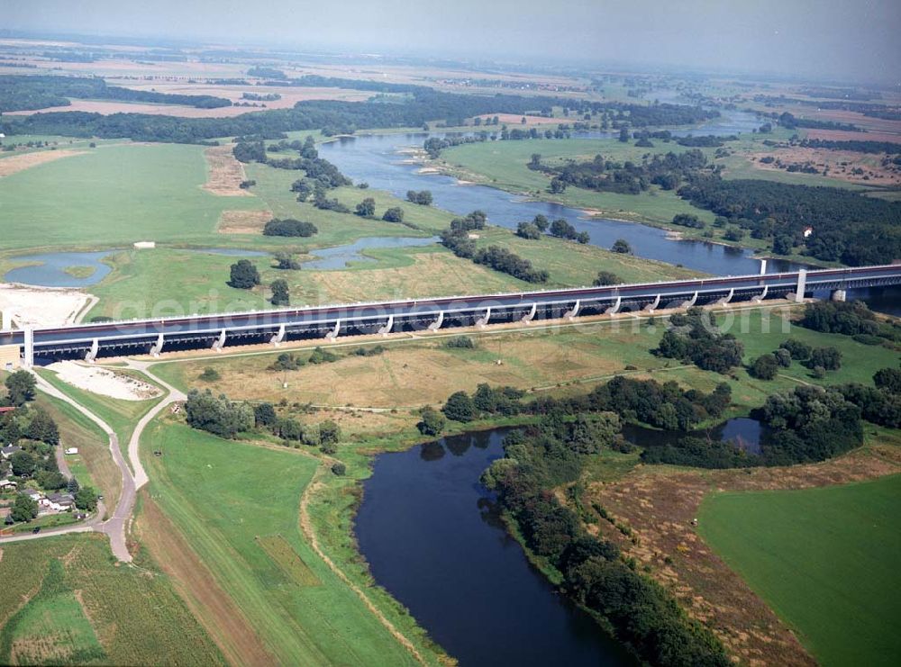 Aerial image Hohenwarthe - Blick auf die Brücke bei Hohenwarthe. Ein Ausbauprojekt des Wasserstraßenneubauamtes Magdeburg.