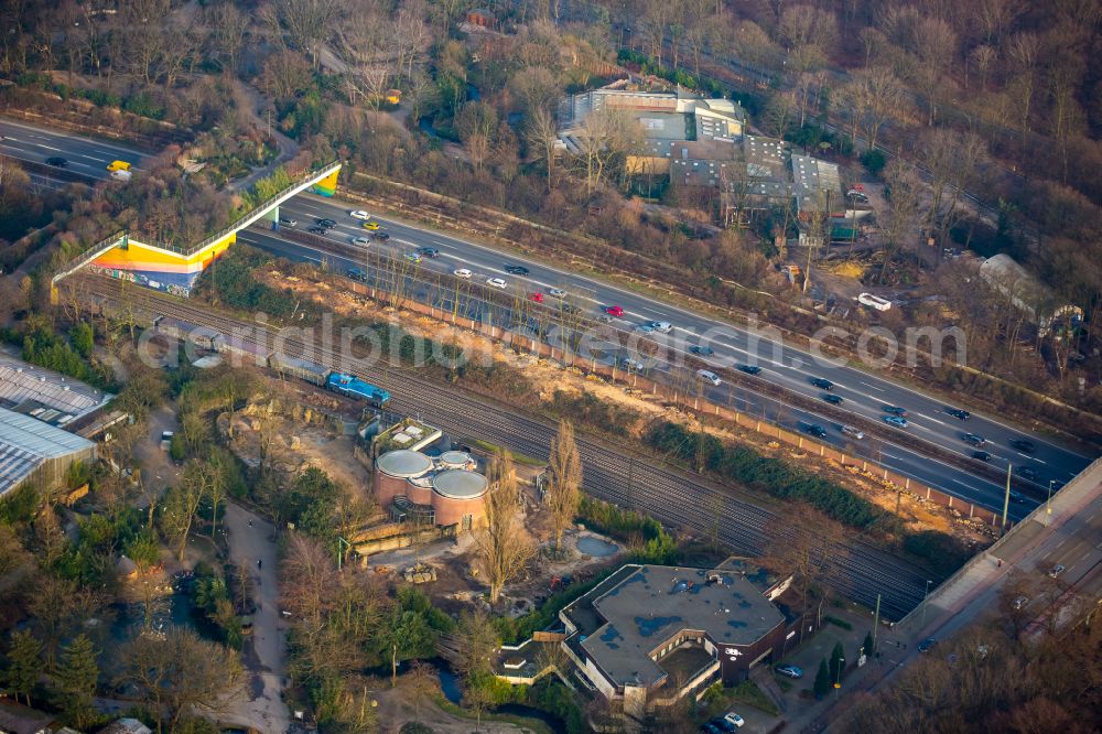 Aerial image Duisburg - Zoo grounds in Duisburg at Ruhrgebiet in the state North Rhine-Westphalia, Germany