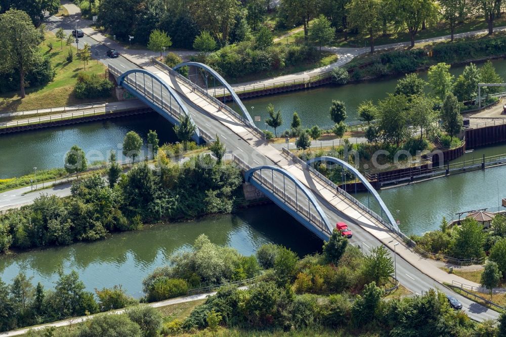 Hamm from the bird's eye view: View of the bridge over the Datteln-Hamm-Canal in Hamm in the state North Rhine-Westphalia