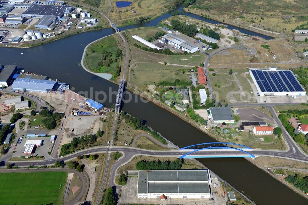 Aerial image Genthin - Bridges over the Elbe-Havel-Canel in the state Saxony-Anhalt