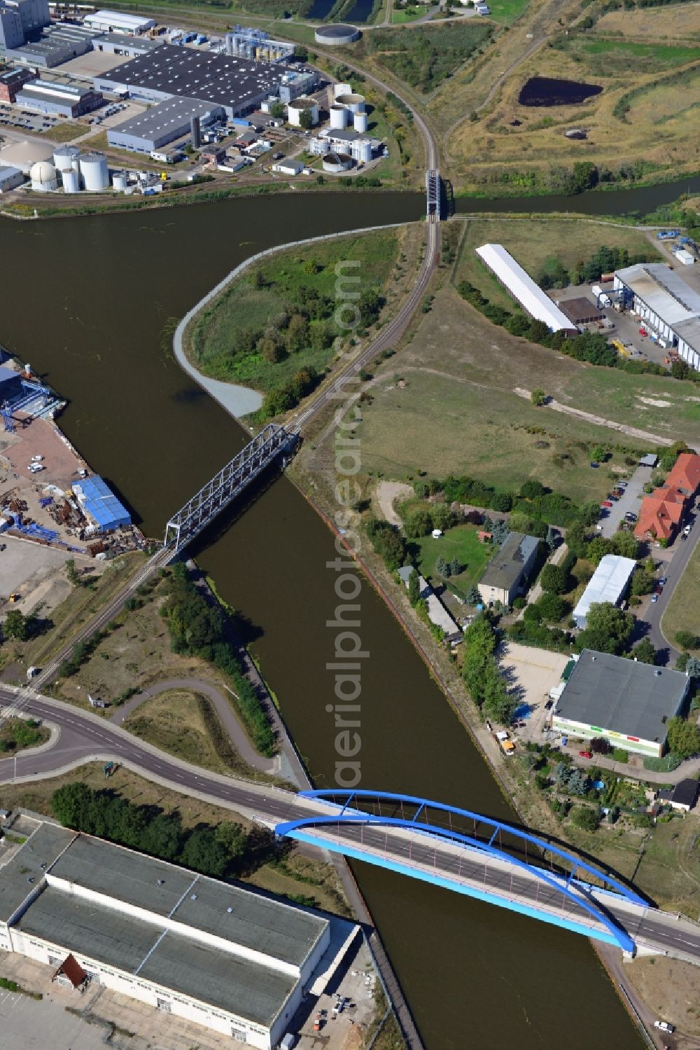 Aerial photograph Genthin - Bridges over the Elbe-Havel-Canel in the state Saxony-Anhalt