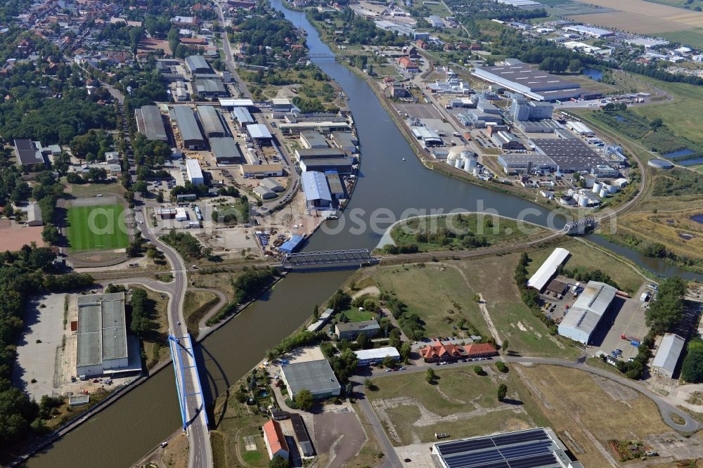 Genthin from the bird's eye view: Bridges over the Elbe-Havel-Canel in the state Saxony-Anhalt